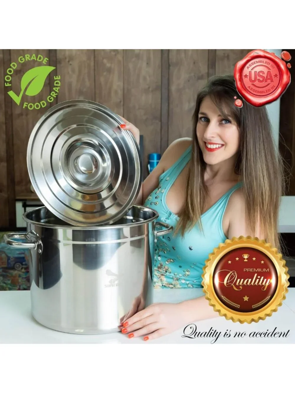 Large 24 Qt Stainless Steel Canning Pot with Rack & Lid | Complete Home Canning